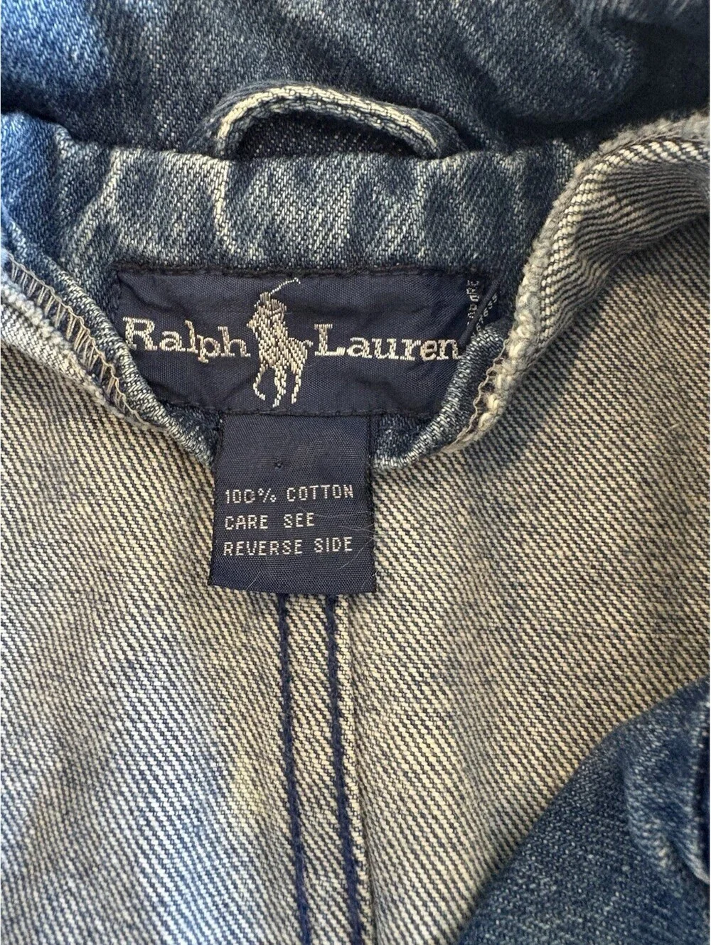 Polo Ralph Lauren Denim Pea Coat Jacket Work Chore Size Medium Women’s Vintage